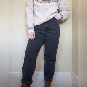 Vintage Wrangler Women's Mom High Rise Waist Jeans Size 8x 32 Black Faded.